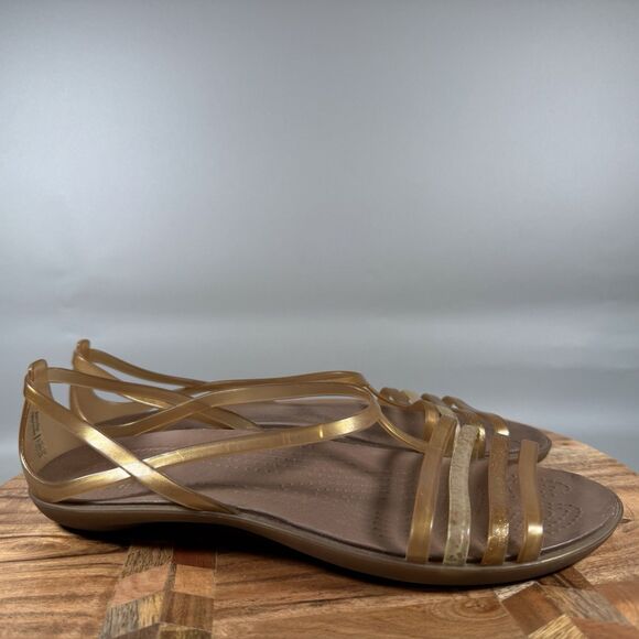 Crocs Isabella Sandals Strappy Brown Jelly Slip-On Comfort Shoes Women's Size 10 - Picture 1 of 7